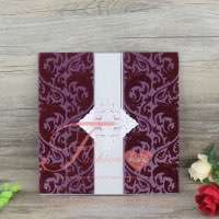 Purple Flocking Wedding Invitations Made in China